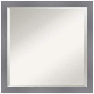 Edwin Grey 22.5 in. x 22.5 in. Beveled Casual Square Wood Framed Bathroom Wall Mirror in Gray
