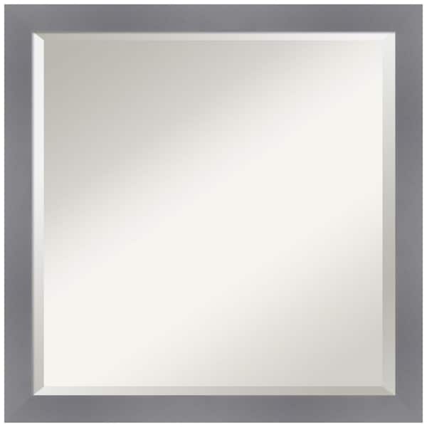 Amanti Art Edwin Grey 22.5 in. x 22.5 in. Beveled Casual Square Wood Framed Bathroom Wall Mirror in Gray