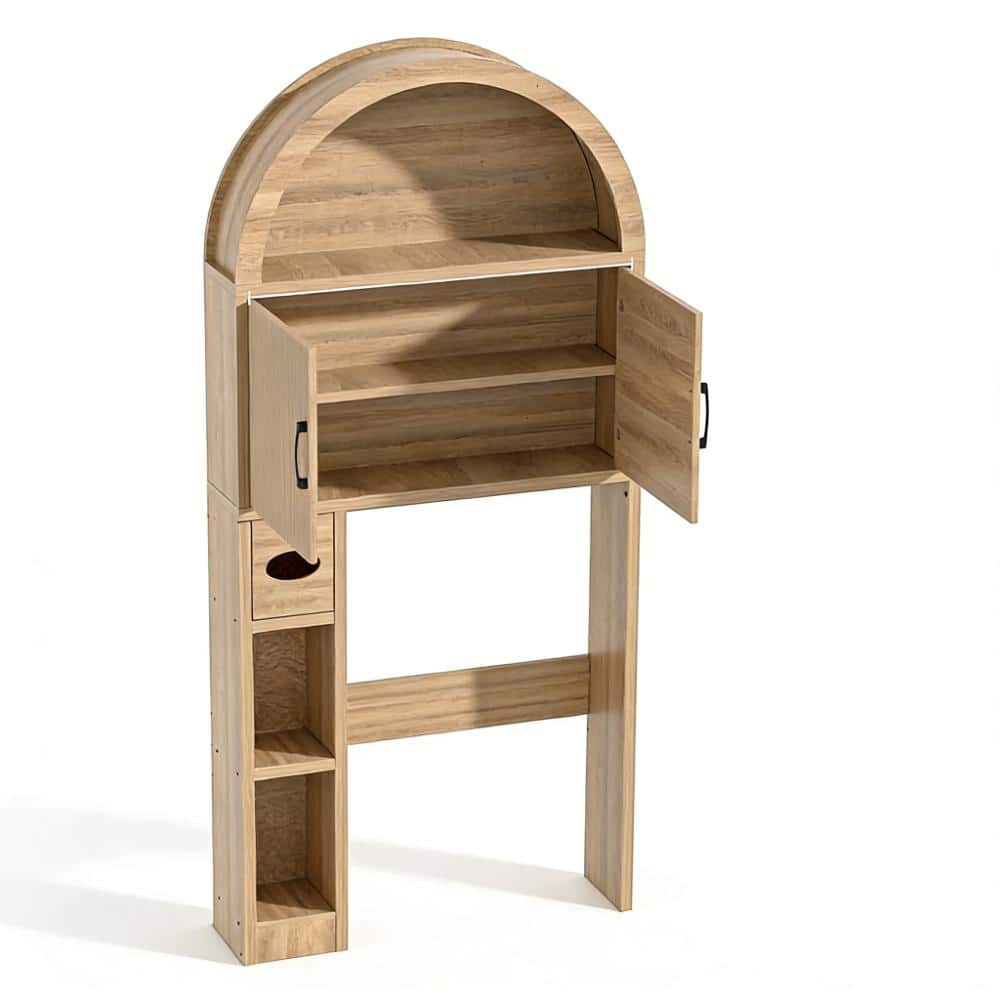 30.5 in. W x 67.7 in H x 7.7 in. D Wood Over The Toilet Storage Cabinet, Bathroom Shelf Organizer with Door price history on PriceWatchPro