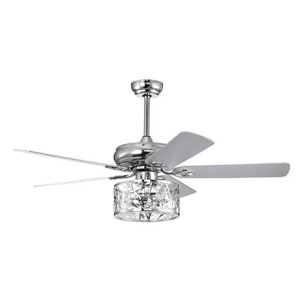 CIPACHO 52 in. Indoor Chrome Ceiling Fan with 5 Wood Blades 