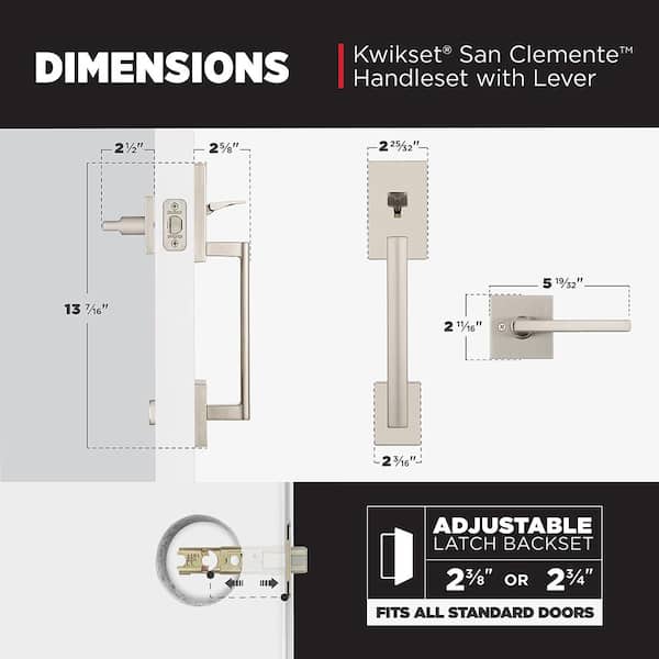 鶴凪 Satin Nickel Dorian Lever - Bed/Bath | Kwikset