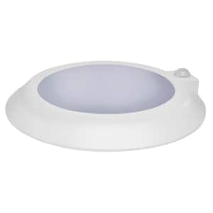 9.8 in. White Contemporary Flush Mount with White Acrylic Shade and Integrated LED