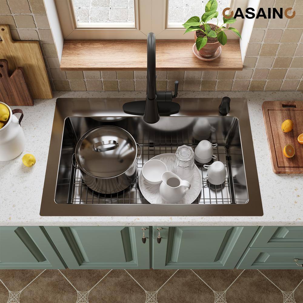 33'' Stainless Steel Drop-In Single Bowl Kitchen Sink