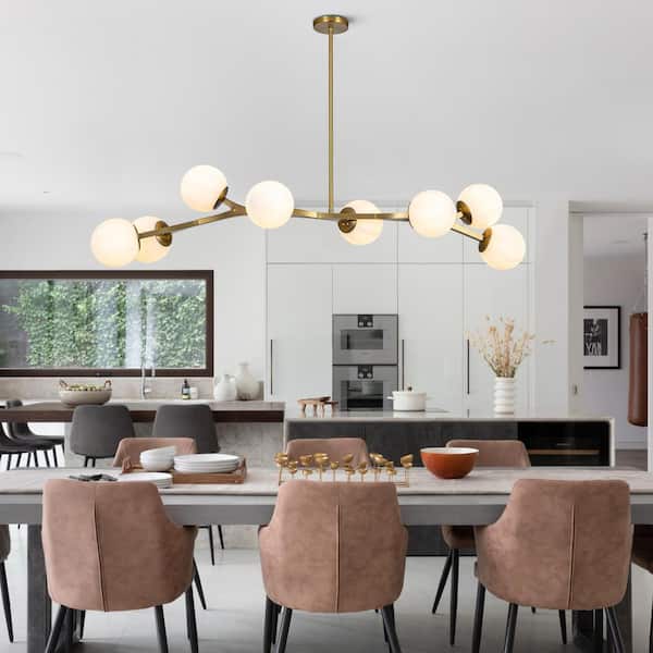 Matthew 8-Light Gold Globe Sputnik Chandelier Mid Century Kitchen Pendant