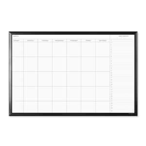 35 in. x 23 in. Magnetic Dry Erase Calendar Memo Board, Black Aluminum Frame