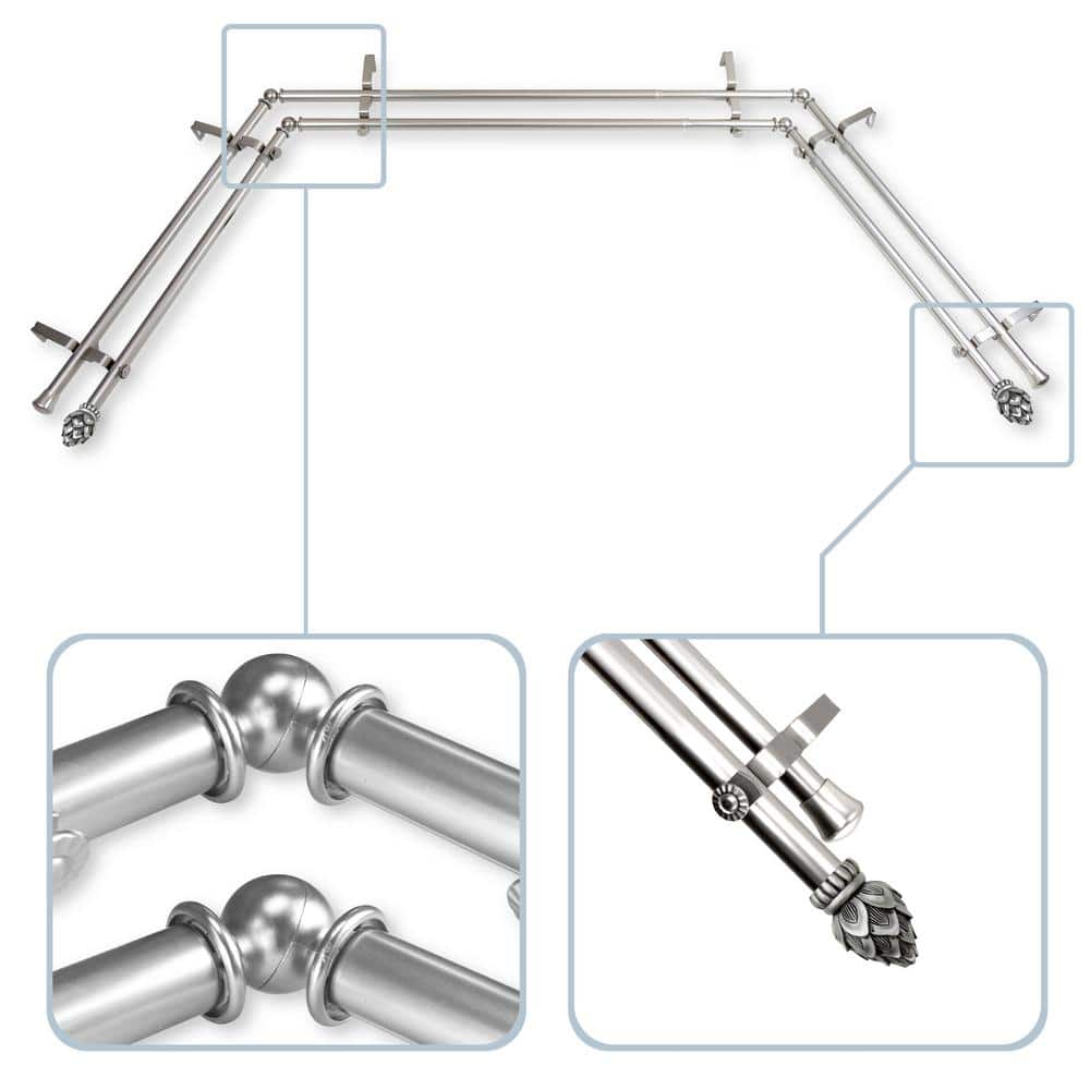 Bud 13/16 in. Bay Window Double Curtain Rod in Satin Nickel price history on PriceWatchPro