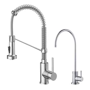 Bolden Single Handle Pull-Down Kitchen Faucet and Purita Beverage Faucet in Polished Chrome
