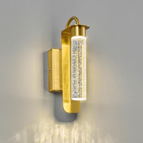 Home Light 1 Light Gold LED Wall Sconce with Dimmable 4000K Wall Mounted Light, 1Pack