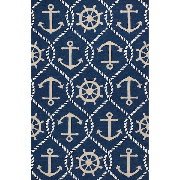 Anchor Navy 3 ft. x 5 ft. Indoor/Outdoor Area Rug
