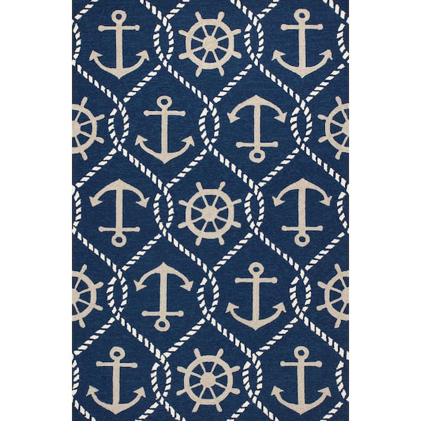 MILLERTON HOME Anchor Navy 3 ft. x 5 ft. Indoor/Outdoor Area Rug