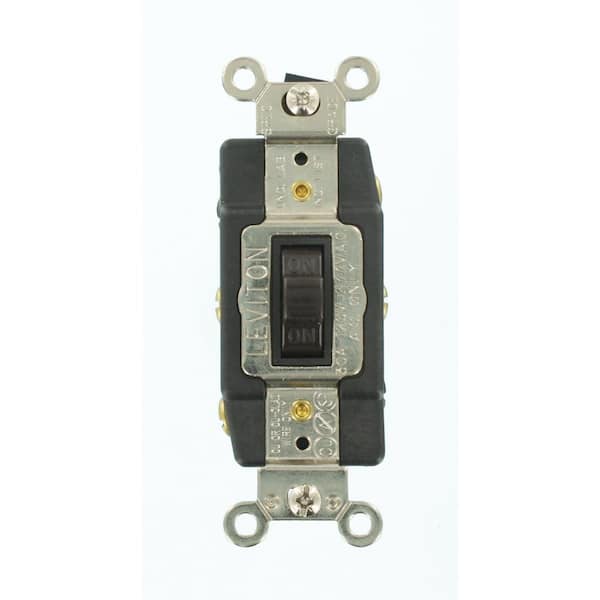 Leviton 30 Amp Industrial Grade Heavy Duty Double-Pole Double-Throw Center-Off Momentary Contact Toggle Switch, Brown