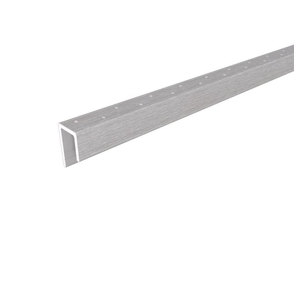 Alusions 1.63 in. x 1 in. x 8 ft. Icelandic Smoke White Composite Aluminum Perforated Starting Trim for 0.5 in. Board