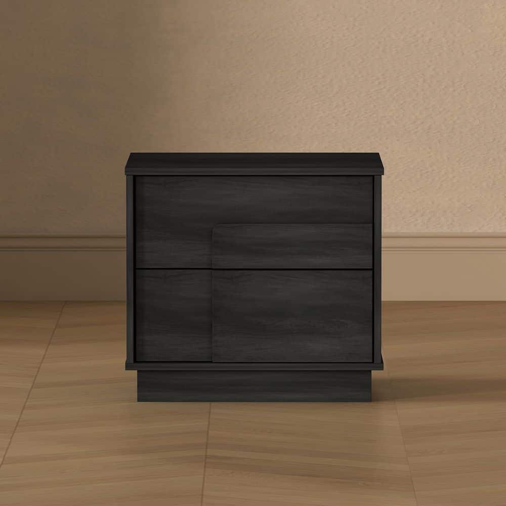Horizon Modern Charcoal Grey 2-Drawer 21.7 in. W Nightstand with SNAP Assembly-Tool-Free, Effortless Setup