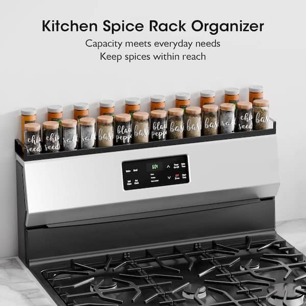 JFVKAF Adjustable Magnetic Stove Top Shelf Matte Black Spice Rack