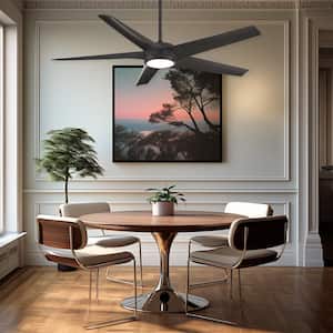 Skymaster 64 in. Indoor Black Windmill Ceiling Fan with Warm White Integrated LED with Remote Included