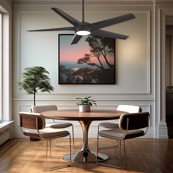 Skymaster 65 in. Indoor Black Windmill Ceiling Fan with Warm White Integrated LED with Remote Included