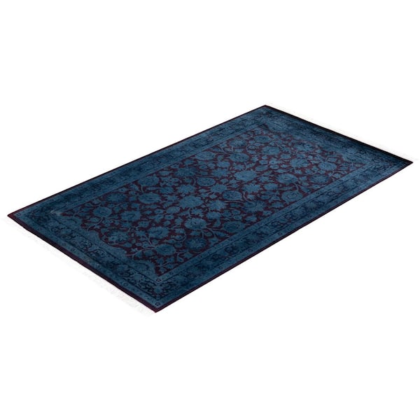 Overdyed Blue 3 ft. 1 in. x 5 ft. 3 in. Wool Indoor Area Rug