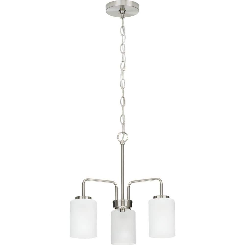 Merry 3-Light Brushed Nickel and Etched Glass Chandelier