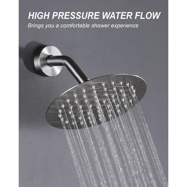 Round 1-Spray Patterns with 1.6 GPM 8 in. Wall Mount Rain Fixed Shower Head in Brushed Gold