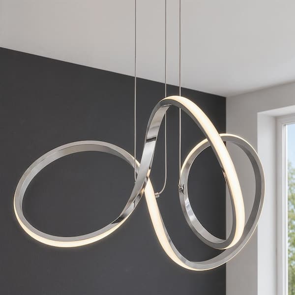 Artika Swirl 30-Watt 1-Light Modern Chrome Integrated LED Hanging