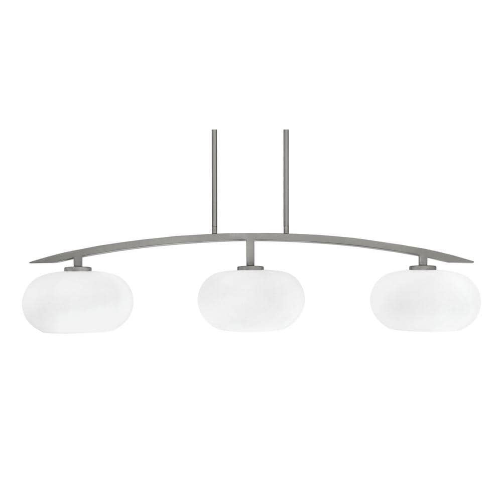 Siena 41.75 in. 3-Light Graphite Chandelier with 10 in. White Muslin Glass 