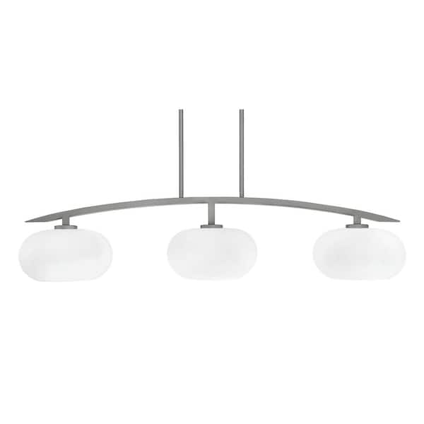 Unbranded Siena 41.75 in. 3-Light Graphite Chandelier with 10 in. White Muslin Glass Shades, no bulbs included