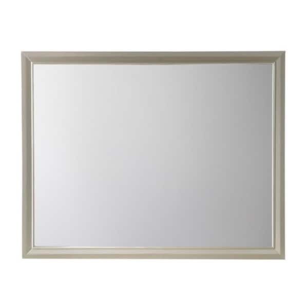 Benjara Silver 0.8 in. W x 35.4 in. H Modern Square Wood Dresser Mirror