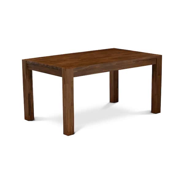 East West Furniture 5-Piece Natural Brown Finish Solid Wood Top - Rectangular Button Tufted Dining Room Set - Seats 4