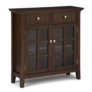 Acadian Solid Wood 36 in. Wide Transitional Entryway Storage Cabinet in Natural Aged Brown