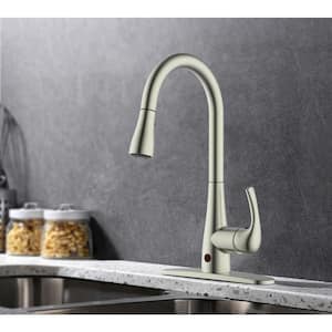 Touchless Motion Activated Single Handle Pull-Down Sprayer Sensor Kitchen Faucet in Brushed Nickel