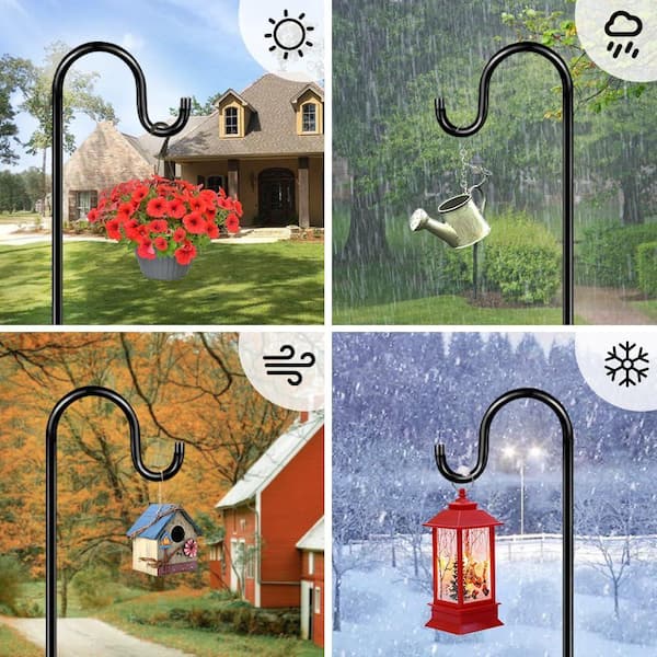 48 in. Metal Shepherd's Hooks with 5-Prong Base, Heavy Duty Garden Hanging  Stakes (2-Pack) AL13VSN - The Home Depot