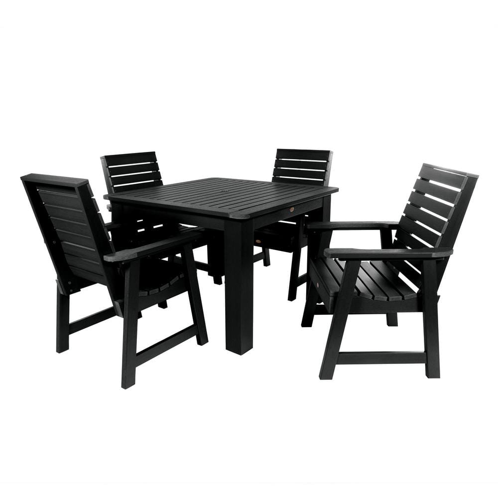 Highwood Weatherly Black 5-Piece Recycled Plastic Square Outdoor Dining Set -  AD-DNW44-BKE