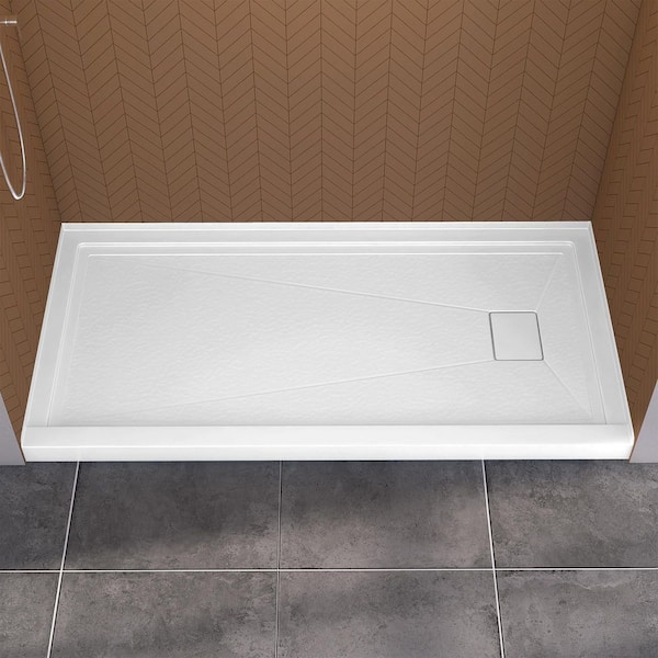 72 in. x 36 in. Acrylic Single Threshold Alcove Floor Rectangular Shower Pan Base with Right Drain in White