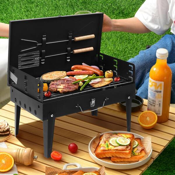Winado Portable Charcoal Grill in Black 135639132720 - The Home Depot
