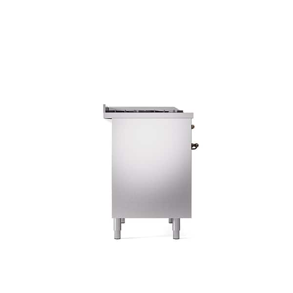 Nostaglie II 40 in. 6-Burners Freestanding Dual Fuel Range in Stainless Steel with Burnished Trim