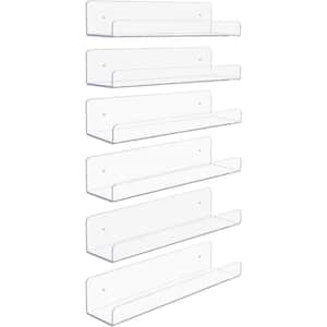 0.12 in. x 0.59 in. x 0.17 in. Acrylic Decorative Ledge, Floating Wall Shelf Rack Organizer 6-Pack