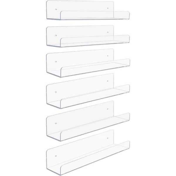 Sorbus 0.12 in. x 0.59 in. x 0.17 in. Acrylic Decorative Ledge, Floating Wall Shelf Rack Organizer 6-Pack