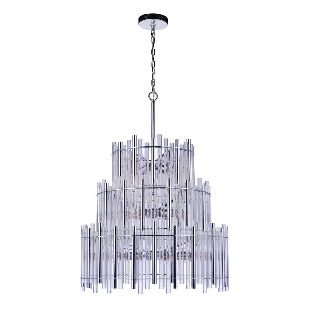Chrome and Clear Acrylic 13-Light Candle Chandelier