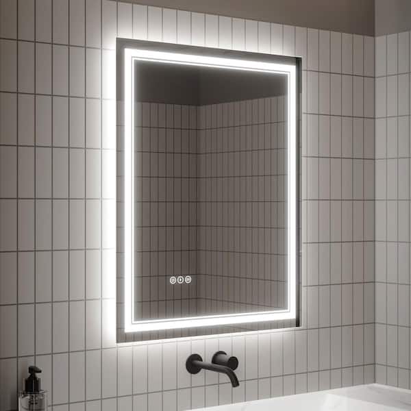 IDEAGLE 36 in. W x 30 in. H Rectangular Frameless Anti-Fog Dimmable Wall Bathroom Vanity Mirror w/LED Lights Front and Backlit