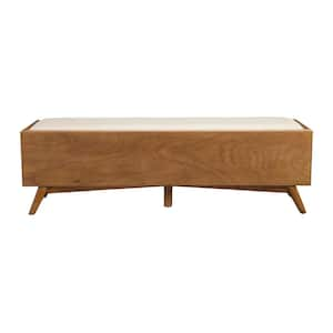 Amelia  Brown 59 in. Polyester Bedroom Bench Backless  Upholstered