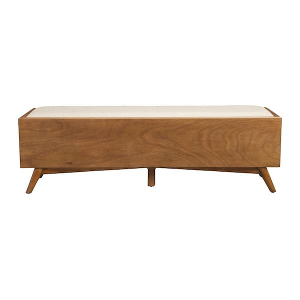 HomeRoots Amelia  Brown 59 in. Polyester Bedroom Bench Backless  Upholstered