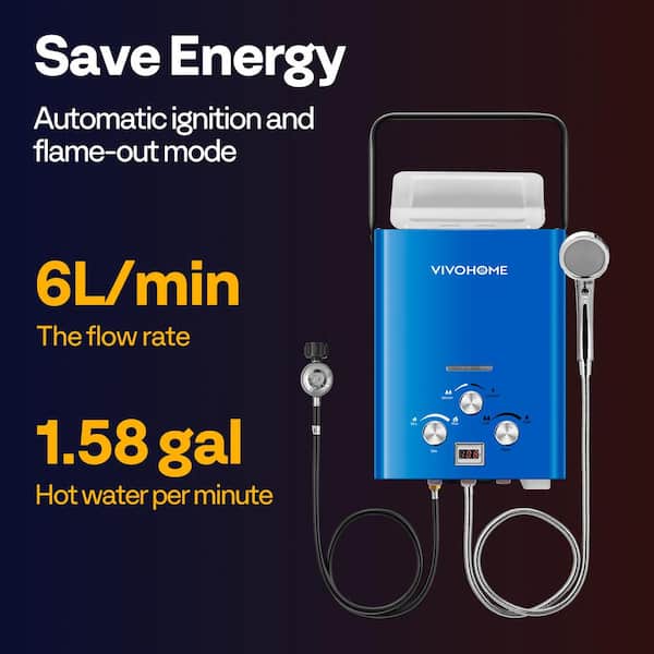 VIVOHOME GPM 6L Portable Digital Display Propane Gas Tankless