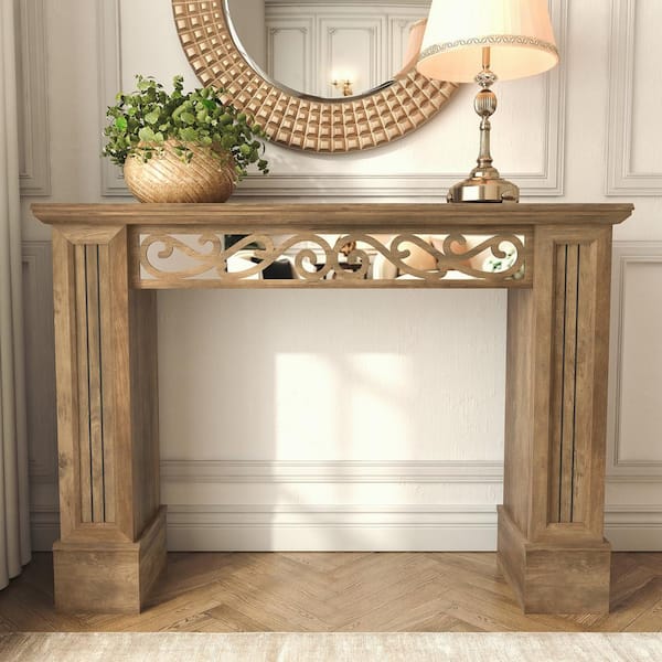 GALANO Casimo 46.5 in. Knotty Oak Brown Rectangle Engineer Wood Console Table