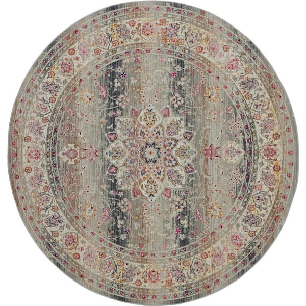 HomeRoots 2 ft. x 4 ft. Blue Floral Washable Area Rug 2000552438 - The ...
