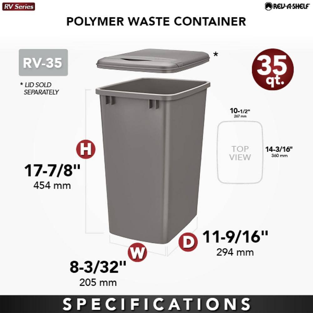 White Plastic 35 Quart Pull-Out Trash Bin