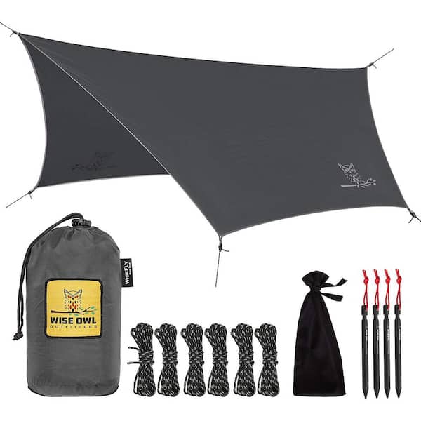 Wise Owl Outfitters Wisefly ft. x 9 ft. Gray Hammock Rain Tarp, Accessory Only RT-CGLG-2017 - The Home Depot