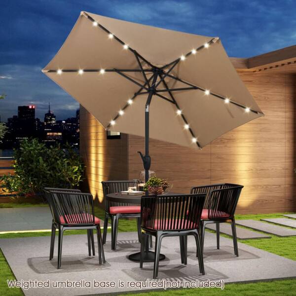 lighted patio umbrella tilt 11' Designer - Infinite 360° Auto Solar Lux Close and secure umbrella during strong winds or severe weather. Sonkuki 7.5 ft. Solar Lighted