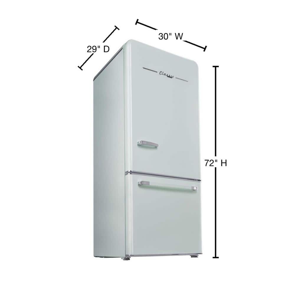 Summer Mint Green 18 Cu. Ft. Bottom Freezer Refrigerator with Ice Maker