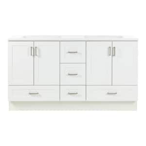 Maybell 61 in. W x 19 in. D Double Sink Bath Vanity in White with White Cultured Marble Top