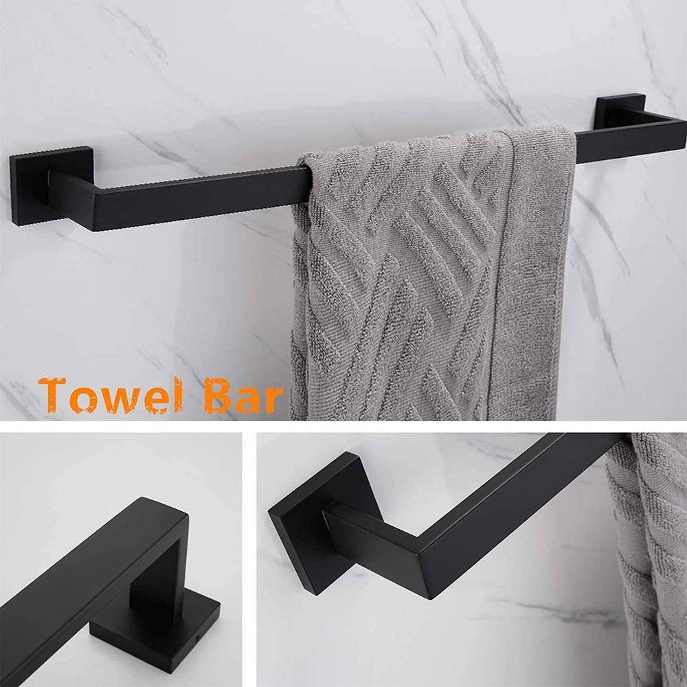 Matte Black Stainless Steel 4-Piece Bathroom Hardware Set